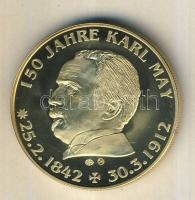Németország 1992. "Karl May - Dr. Karl Sternau" aranyozott Cu-Ni emlékérem tanúsítvánnyal T:PP