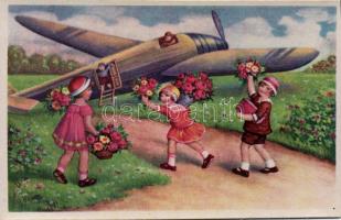 Airplane with children