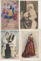 11 db RÉGI népviseletes motívum képeslap vegyes minőségben / 11 pre-1945 folklore motive postcards in mixed quality