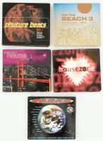 Vegyes 5 darabos CD tétel: Phuture Beats Vol. 1 + Lorenzi al Dino: On the Beach 3. Las Salinas-Ibiza + San Francisco House culture + Housezone + Moonwalker Vol. II.