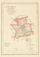 1880 Hátsek Ignác (1827-1902): Győr megye közigazgatási térképe, 1:500.000, Bp., Rautmann Frigyes,(Posner Károly Lajos-ny.), 30x22 cm