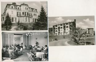 Budapest - 5 db modern Képzőművészeti Alap képeslap: Petneházy rét és Széchenyi hegyi SZOT üdülő, József Attila szanatórium, Nyomdaipari üdülő belső