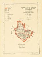 1880 Hátsek Ignác (1827-1902): Esztergom megye közigazgatási térképe, rajta: Esztergom, Párkány, Nyergesújfalu és más települések, 1:500.000, Bp., Rautmann Frigyes,(Posner Károly Lajos-ny.), 30x22 cm