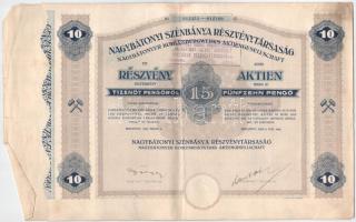 Budapest 1926. "Nagybátonyi Szénbánya Részvénytársaság" tíz részvénye egyben, egyenként 15...