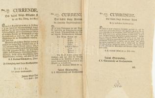 1818-1823 Villach, k. k. Kreisamt (járási hivatal) német nyelvű hirdetményei, 12 db, részben sérült ...