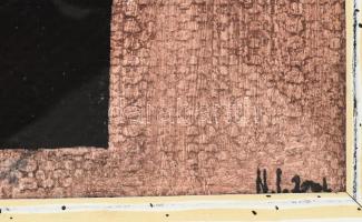 N. I. jelzéssel: Konstruktivista kompozíció, 2000-es évek. Tempera, papír, üvegezett fakeretben. 15x...