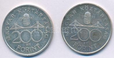1992-1993. 200Ft "MNB" Ag (2x) T:XF Adamo F13
