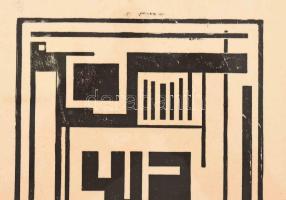 Ébneth Lajos (1902-1982): Konstruktív kompozíció, 1929. Linómetszet, papír, jelezve jobbra lent, üve...