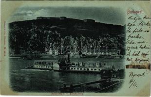 1899 (Vorläufer) Budapest XI. Gellérthegy és Citadella, "HATTYÚ" utasszállító gőzhajó, Rudas fürdő (EK)