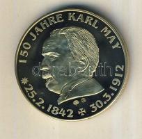 Németország 1992. "Karl May - Tante Droll" aranyozott Cu-Ni emlékérem tanúsítvánnyal T:PP