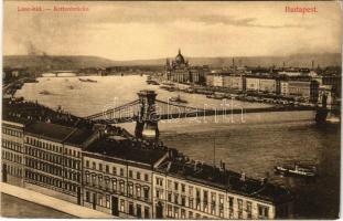 1911 Budapest I. Lánchíd utca épületei (Második világháborúban megsemmisültek), Lánchíd. Divald Károly 663-1907.