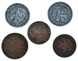 Csehszlovákia 1923-1924. 2h Zn (2xklf) + 1923-1925. 5h bronz (2xklf) + 1925. 10h bronz T:AU-F Czechoslovakia 1923-1924. 2 Halere Zn (2xdiff) + 1923-1925. 5 Haleru bronze (2xdiff) + 1925. 10 Haleru bronze C:AU-F