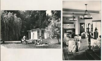 Budapest III. Békásmegyer, Fővárosi Tanács üdülője, belsó - 8 db modern Képzőművészeti Alap képeslap