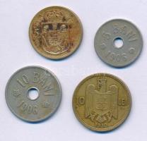 Románia 1906. 5b Cu-Ni + 10b Cu-Ni + 1930. 5L "I. Mihály" + 10L "II. Károly" T:V...