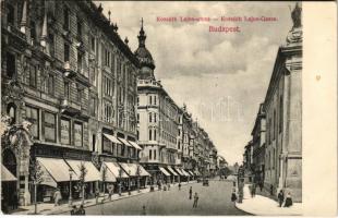 1906 Budapest V. Kossuth Lajos utca, Wirth J. és fia és Szántó Mór üzlete, Nemzeti Szalon, Gyógyszertár a Kígyóhoz. Divald Károly 633. (EK)