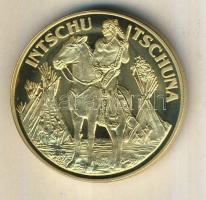 Németország 1992. "Karl May - Intshu Tshuna" aranyozott Cu-Ni emlékérem tanúsítvánnyal T:P...