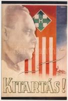 Kitartás! Nyilaskeresztes Párt propagandalapja Szálasi Ferenc arcképével. Kiadja Magyar-Hungarista Mozgalom Szálasi Ferenc mártírhalálának 50. évében / Hungarian Arrow Cross Party modern propaganda s: Németh N.