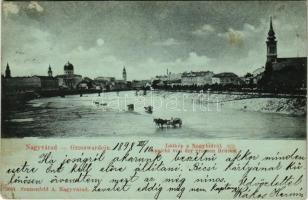 1898 (Vorläufer) Nagyvárad, Oradea; látkép a Nagyhídról, zsinagóga. Sonnenfeld A. kiadása / view from the bridge, synagogue (EM)