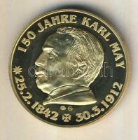 Németország 1992. "Karl May - Old Shatterhand" aranyozott Cu-Ni emlékérem tanúsítvánnyal T:PP