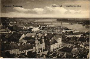 1916 Pozsony, Pressburg, Bratislava; Madártávlat, zsinagóga, híd / Vogelperspective / general view, synagogue, bridge (EK)