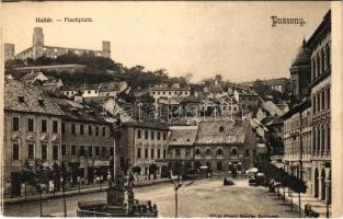 Pozsony, Pressburg, Bratislava; Hal tér, piac, vár, zsinagóga, üzletek. Divald Károly 501. sz. (EK)