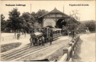 Budapest XII. Svábhegyi fogaskerekű állomás, vasútállomás, vonat, gőzmozdony. Vasúti levelezőlapárusítás 3106.