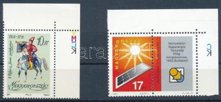 1992-1993 2 klf ívsarki bélyeg, ívszélen nyomdai jelzésekkel R!
