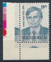 1993 Antall József ívsarki bélyeg, a bélyegkép az ívszélekre túlfut R!