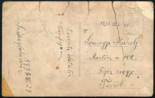 1937 Székesfehérvár, levente oktatói tanfolyam csoportképe, a hátoldalon feliratozott fotólap, sérül...