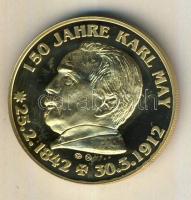 Németország 1992. "Karl May - Hugo von Königsau" aranyozott Cu-Ni emlékérem tanúsítvánnyal...