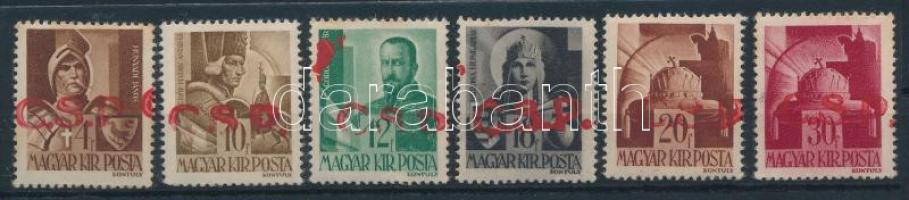 Rimaszombat 1945 6 db klf bélyeg, Bodor vizsgálójellel (5.200)