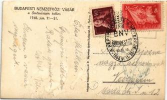 1948 Budapest XIV. Nemzetközi Vásár a Centenárium évében, Szovjet pavilon Sztálin képével + So. Stpl