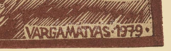 Varga Mátyás (1910-2002): Lánchíd, 1979. Fametszet, papír, jelzett a metszeten, 35×50 cm