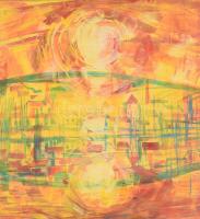 Varga Mátyás (1910-2002): Tükörkép, 1964.Olaj, papír, jelzett a hátoldalán, lap szélén paszpartuzás nyomaival, 55×50 cm