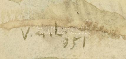 Varga Nándor Lajos (1895-1978): Badacsonyi szüret, 1951. Akvarell, papír, jelezve balra lent, lap sz...