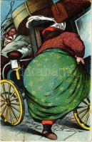 Kissé túlsúlyos hölgy beszállása a postakocsis rémálma, humor / Boarding a slightly overweight lady is a coach's nightmare, humour (r)