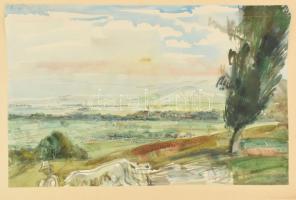 Varga Nándor Lajos (1895-1978): Balatonszentgyörgy, 1942. Akvarell, papír, jelezve balra lent, lap teteje kartonra kasírozva, 30×46 cm