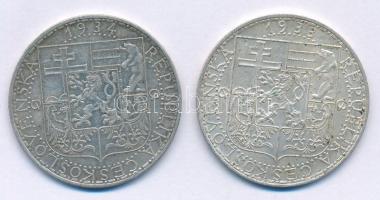 Csehszlovákia 1933-1934. 20K Ag "Ipar, mezőgazdaság, üzlet" (2xklf) T:XF patina Czechoslov...