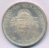 1938. 5P Ag "Szent István" T:AU,XF apró ph., patina Adamo P8.1