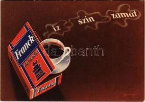 Íz - szín - zamat. Franck cikóriakávé reklámja. Budapesti Árumintavásár. Klösz György és Fia / Hungarian chicory coffee advertisement postcard s: Macskássy (EK)