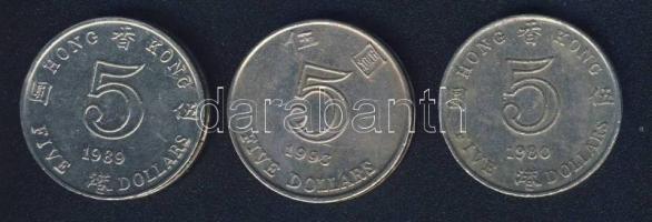 Hongkong 1980-93. 5$ (3x) T:2/3