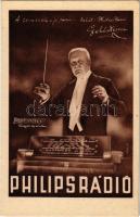 A zene tükre a jó rádió... tehát: Philips Rádió. Lehár Ferenc (1870-1948) zeneszerző, operettkomponista, karmester / Radio advertisement with Hungarian conductor