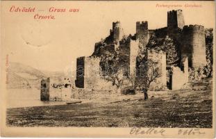 1900 Galambóc, Golubac; Festungsruine Golubács / várrom. Hutterer G. kiadása (Orsova) / fortress, castle ruins