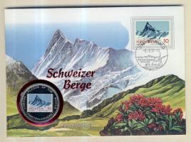 Uganda 1996. 1000Sh "Svájci hegyek - Finsteraarhorn" multicolor; érmés borítékon alkalmi b...