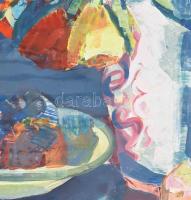 Szilvássy Pál (1920-1996): Csendélet. Olaj, farost, jelzett, hátoldalán Képcsarnok Vállalat címkéjév...