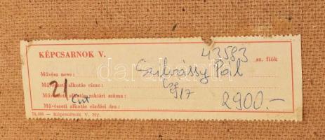 Szilvássy Pál (1920-1996): Csendélet. Olaj, farost, jelzett, hátoldalán Képcsarnok Vállalat címkéjév...