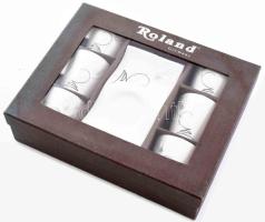 Roland modern porcelán kávés, mokkás készlet, hatszemélyes, 6-6 db csésze és alj. Újszerű állapotban, eredeti díszdobozban.