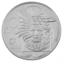 Olaszország 2006. 10E Ag "Leonardo da Vinci" tanúsítvánnyal, dísztokban T:PP 
Italy 2006....