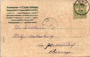 1904 Karácsonyi üdvözlet / Christmas greeting art postcard with angel. Emb. litho (EK)