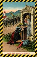 1916 Heilige Maria, beschütze die Unserigen / WWI K.u.K. military art postcard, marching soldiers, prayer. M. M. S. Wien Nr. 255. (EK)